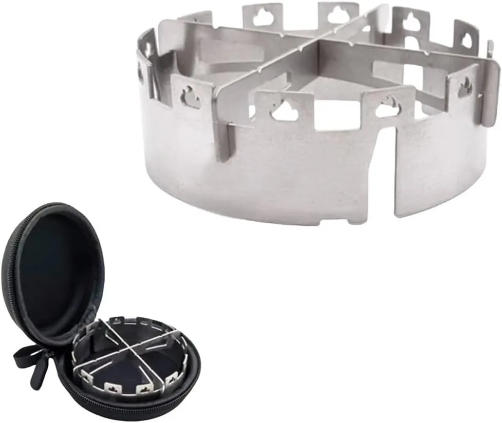 Titanium Camping Stove Windshield With Anti-slip Cross Bracket Compatitable For Backpacking Three Claw Small Camping Gas Stove