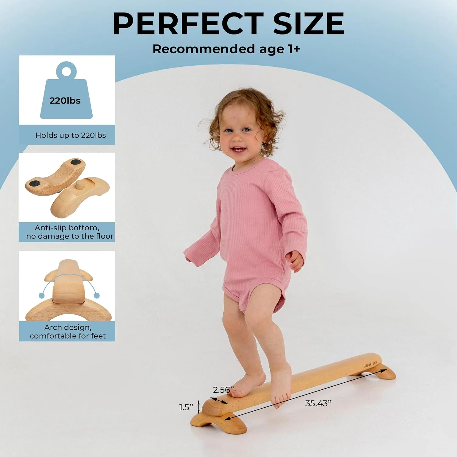 Toddler Balance Beam - Beechwood Kids Balance Board for Indoor & Outdoor Use, Ages 3-5 & 1-3
