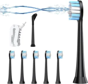 Toothbrush Replacement Heads for Electric Toothbrush Whit Water Flosser,New Upgrade 8-Pack (Hose and Tongue Cleaner Tip),Black