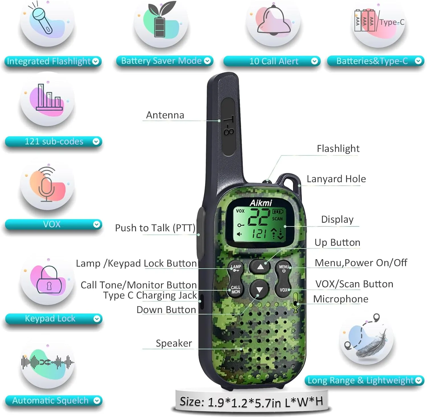 Toys for Boys Walkie Talkies for Kids 6 7 8 Year Old Boy Toys Pretend Play Police Military Spy Hunt Camp Outdoor Toys for Kids Birthday Present Boys Gifts (Green Green)