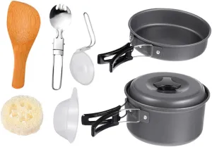 Toyvian 1 Set Outdoor Portable Camping Cookware Cooking Utensils for Hiking Picnic BBQ Compact Design for Lightweight Use for Outdoor Cooking