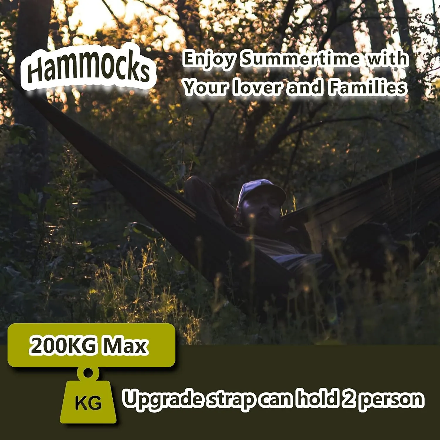 Travel Hammock with Mosquito Net, Lightweight Camping Hammock 200kg Load Capacity, Portable Outdoor Hammock for Camping, Backpacking, Survival, Outdoor Backyard Hiking,Black