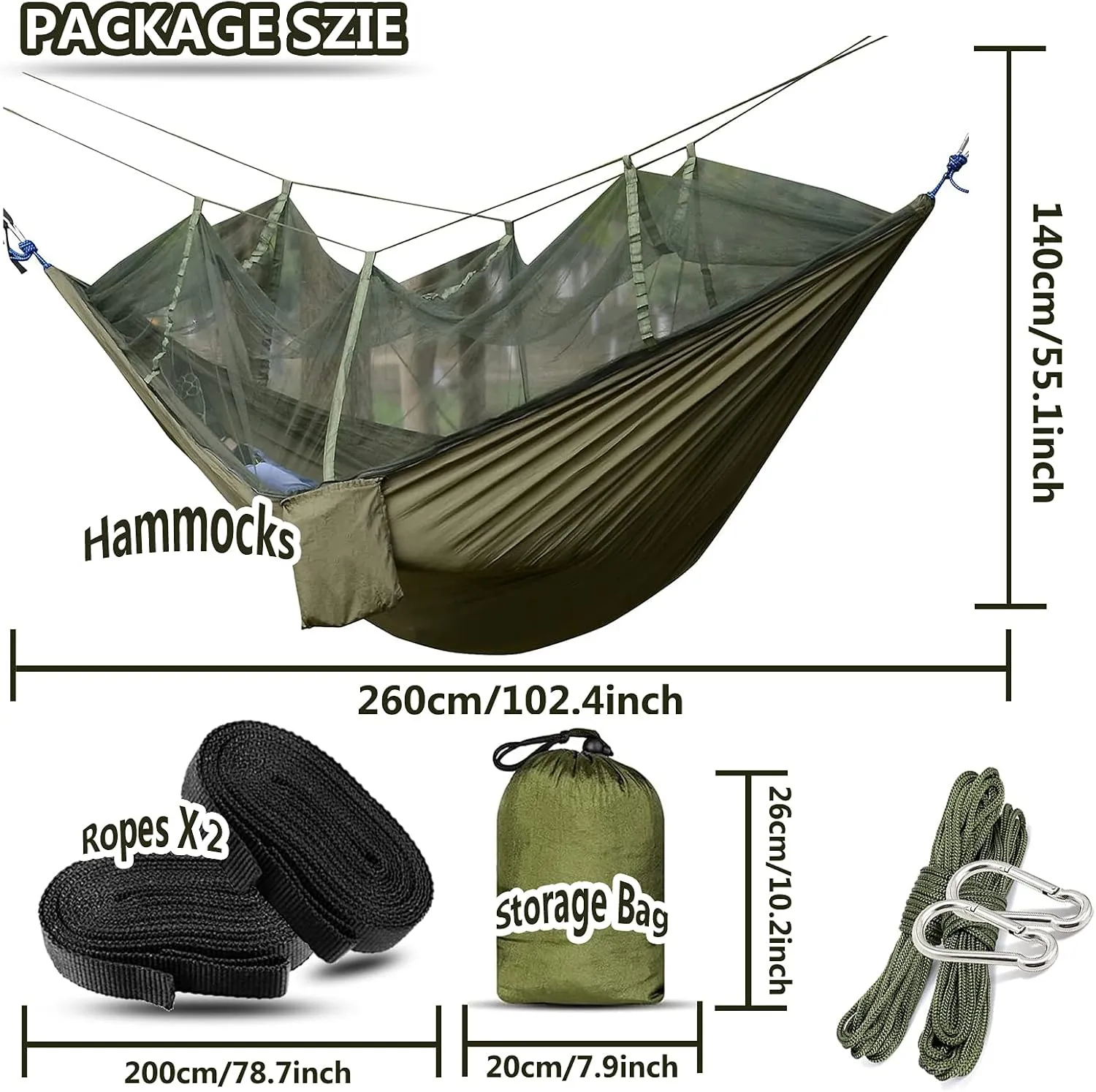Travel Hammock with Mosquito Net, Lightweight Camping Hammock 200kg Load Capacity, Portable Outdoor Hammock for Camping, Backpacking, Survival, Outdoor Backyard Hiking,Blue