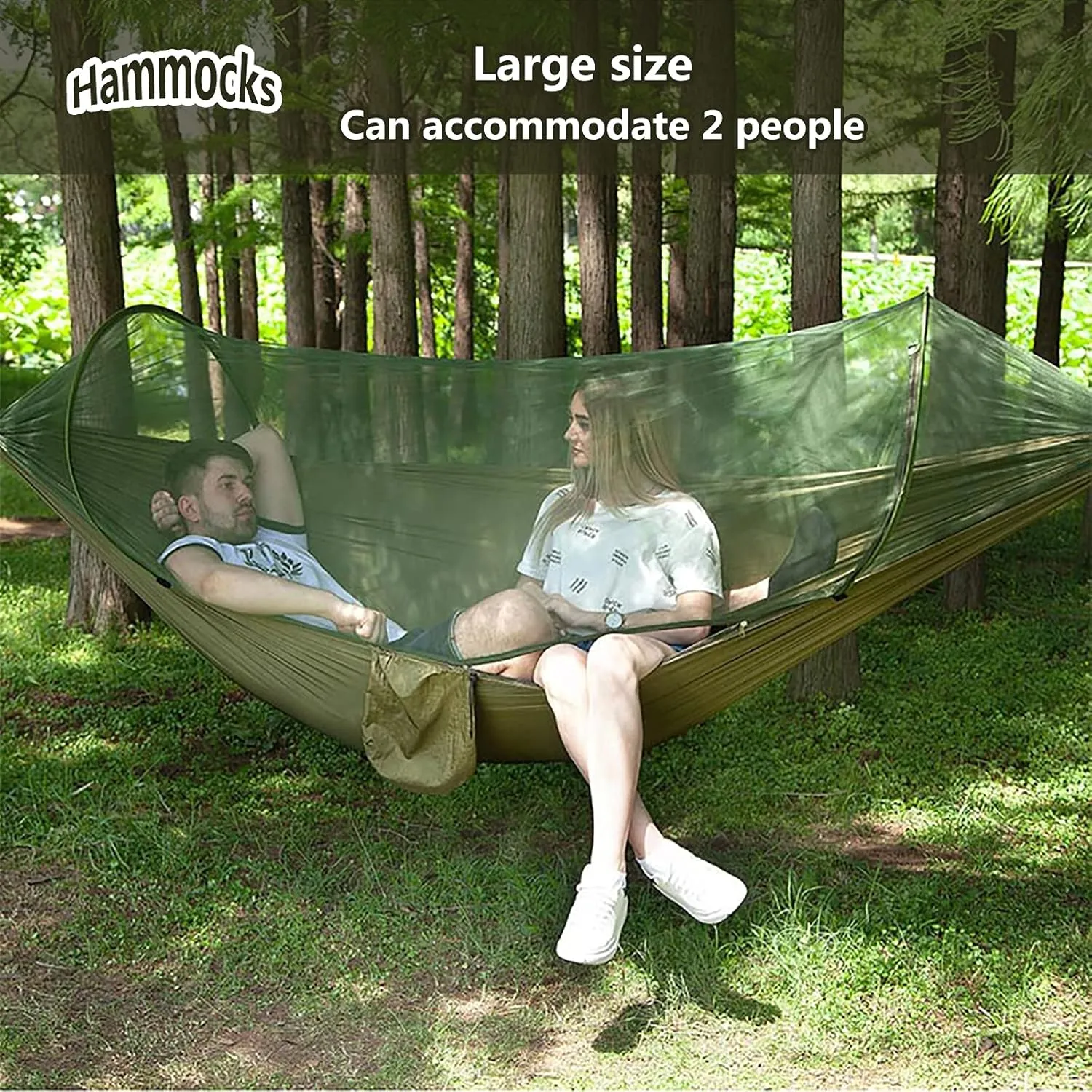 Travel Hammock with Mosquito Net, Lightweight Camping Hammock Hold Up to 200kg, Portable Outdoor Hammock for Camping Hiking Backpacking,Comouflage,250x120cm