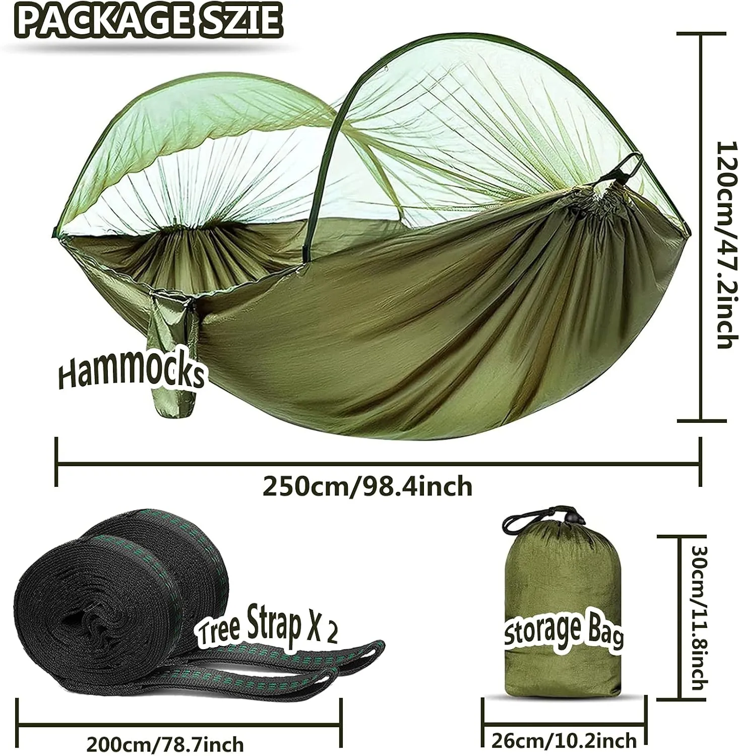 Travel Hammock with Mosquito Net, Lightweight Camping Hammock Hold Up to 200kg, Portable Outdoor Hammock for Camping Hiking Backpacking,Comouflage,250x120cm