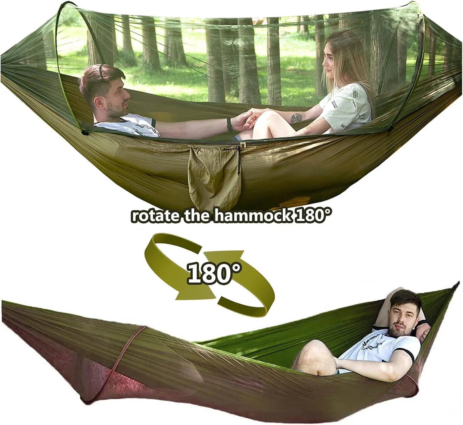 Travel Hammock with Mosquito Net, Lightweight Camping Hammock Hold Up to 200kg, Portable Outdoor Hammock for Camping Hiking Backpacking,Comouflage,250x120cm