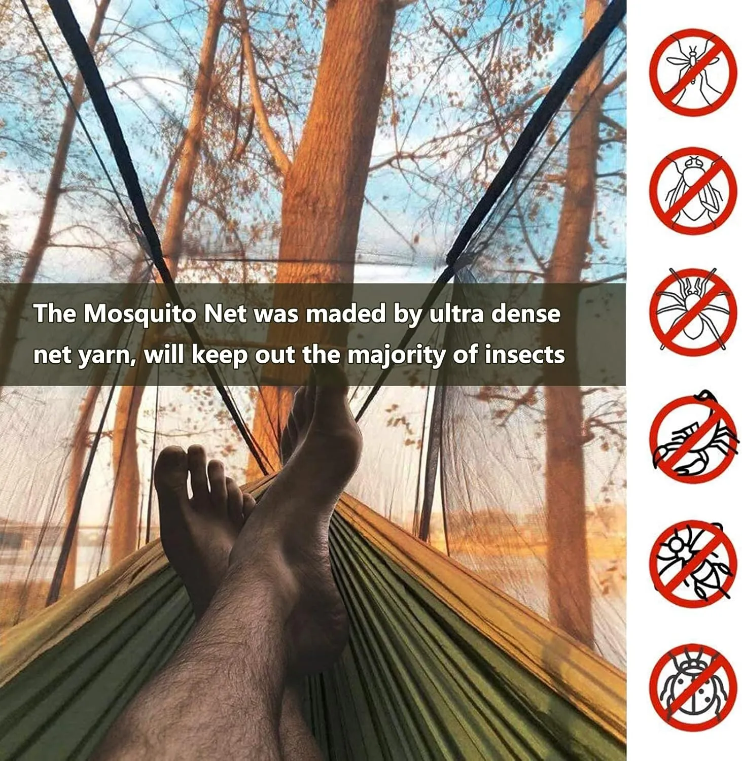 Travel Hammock with Mosquito Net, Lightweight Camping Hammock Hold Up to 200kg, Portable Outdoor Hammock for Camping Hiking Backpacking,Comouflage,250x120cm