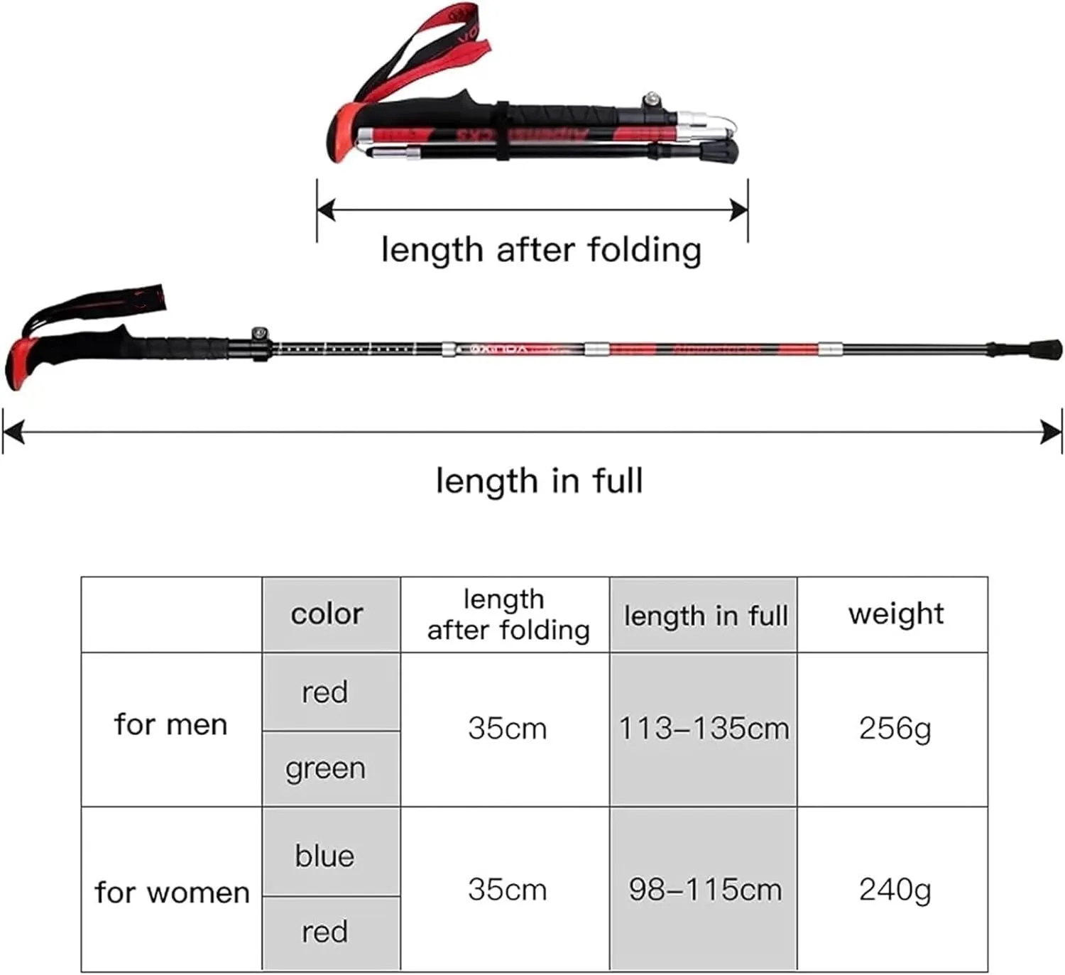 Travel Trekking Pole Lightweight Trekking Poles Foldable Telescopic Trekking Poles Soft Non-Slip Handle for Walking Outdoor Activities