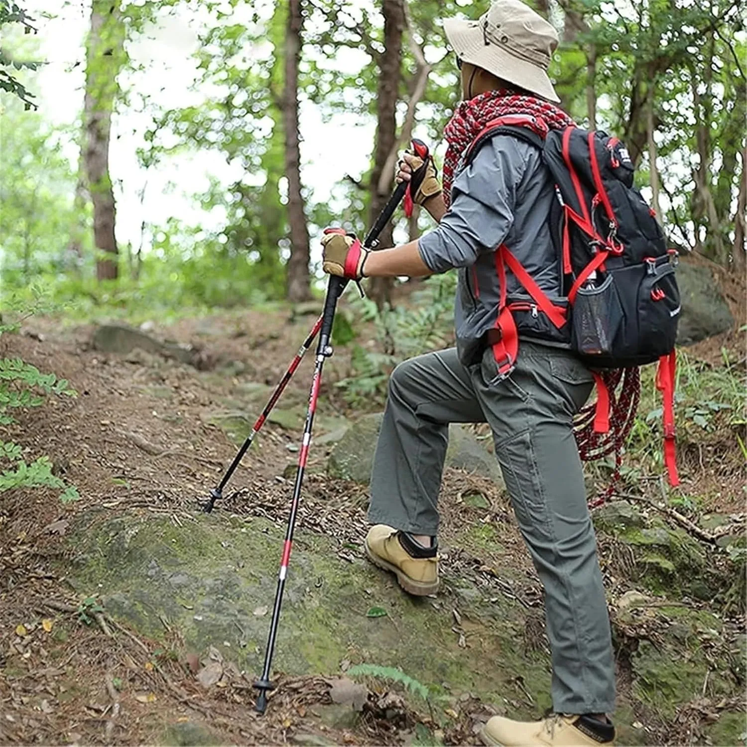 Travel Trekking Pole Lightweight Trekking Poles Foldable Telescopic Trekking Poles Soft Non-Slip Handle for Walking Outdoor Activities