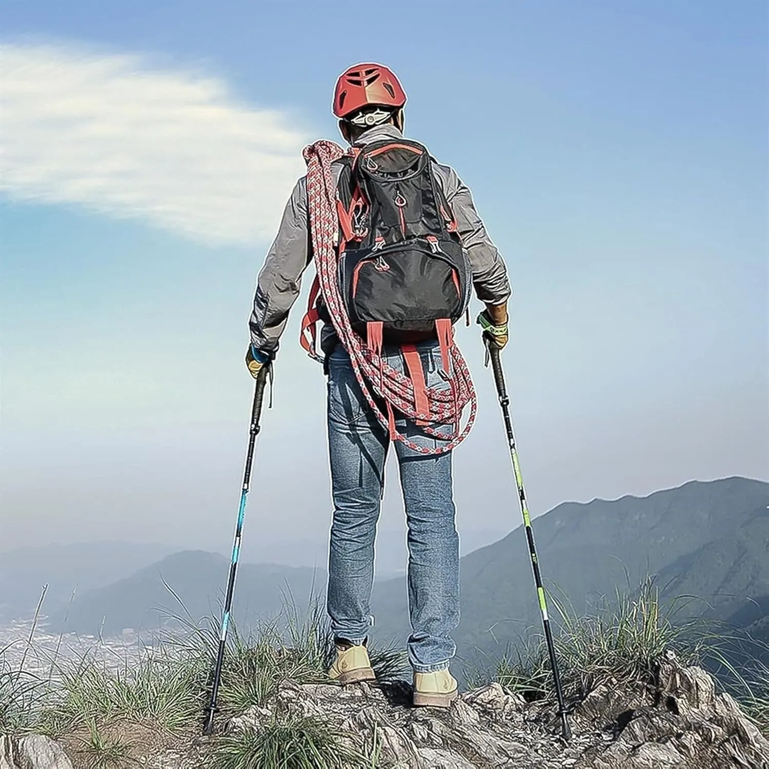 Travel Trekking Pole Lightweight Trekking Poles Foldable Telescopic Trekking Poles Soft Non-Slip Handle for Walking Outdoor Activities