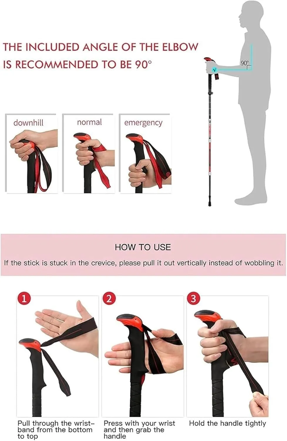 Travel Trekking Pole Lightweight Trekking Poles Foldable Telescopic Trekking Poles Soft Non-Slip Handle for Walking Outdoor Activities