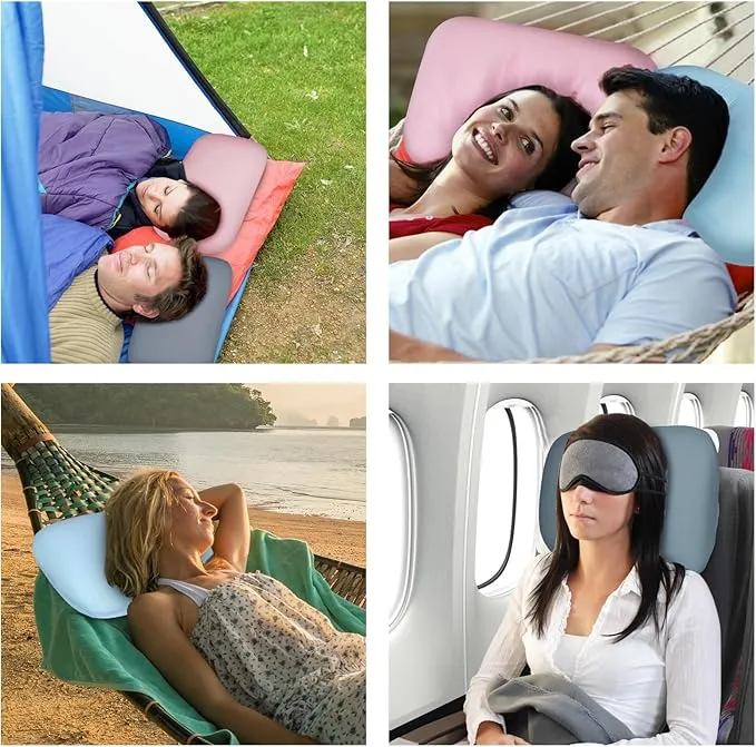 tuphen Camping Pillow Travel Pillow Cooling Memory Foam Pillows for Sleeping Camp Backpacking Airplane Trip Beach Outdoor Lightweight (Grey)