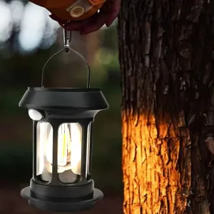 Type-C Rechargeable Solar Camping Lights, Dimmable Solar Powered Hand Lantern Waterproof