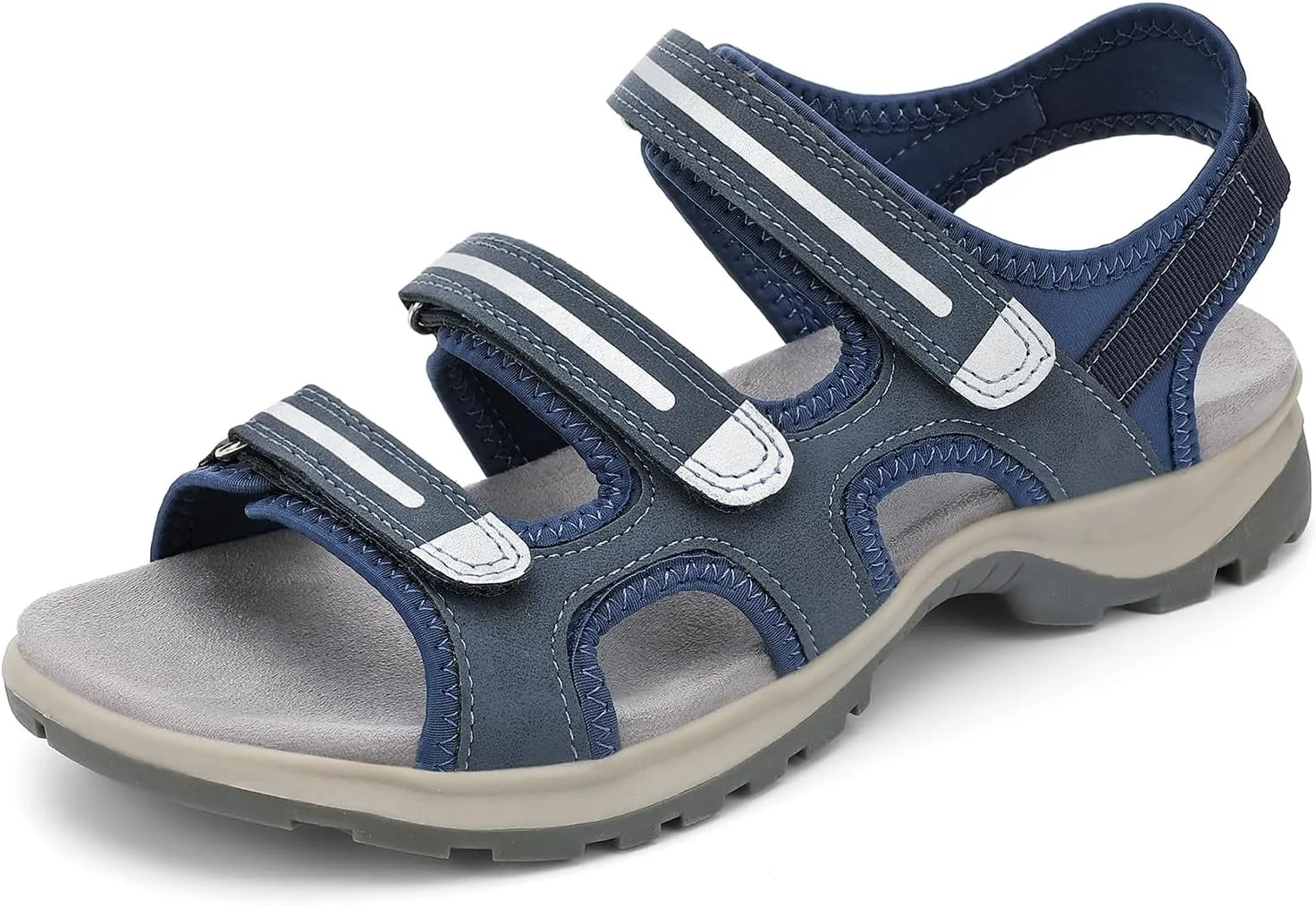 UBFEN Womens Hiking Walking Sandals - Arch Support Open Toe Adjustable Strap Sandals Comfortable Sport Outdoor Shoes