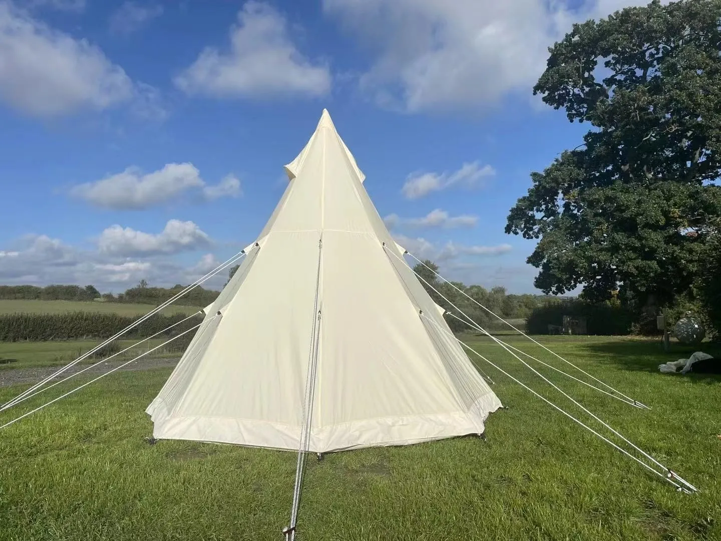 Ultimate Comfort with 9.85ft Tipi Canvas Tent, Lightweight Aluminum Pole for 3-4 People, for Glamping and Family Camping