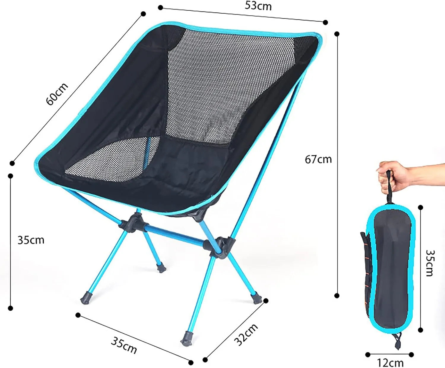 Ultralight Folding Camping Chair, Portable Compact for Outdoor Camp, Travel, Beach, Picnic, Festival, Hiking, Lightweight Backpacking