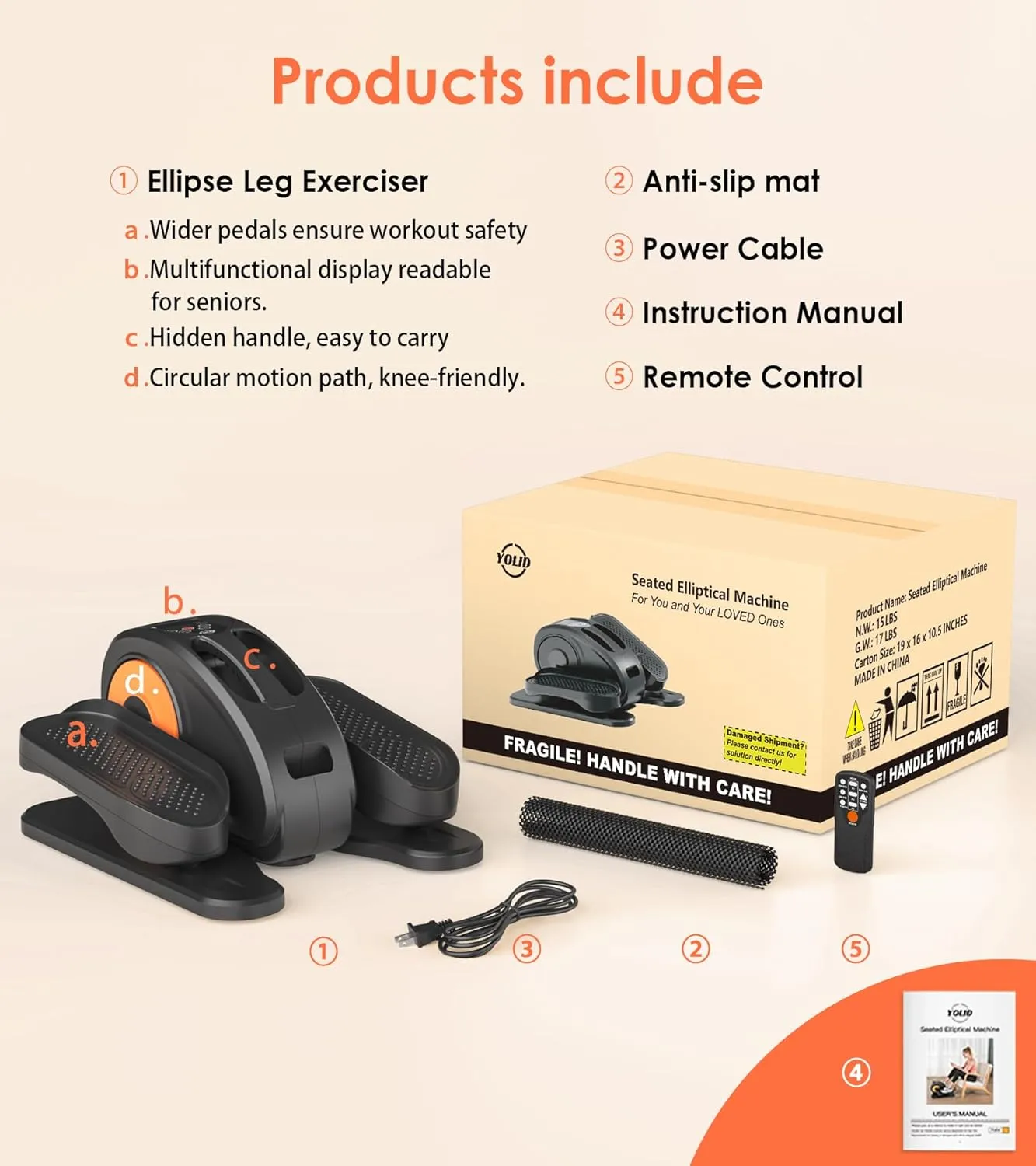 Under Desk Elliptical Machine, Ellipse Leg Exerciser for Seniors - Portable Seated Pedal Exerciser with 12 Adjustable Speeds & Remote Control, Quiet & Compact for Home Office Use
