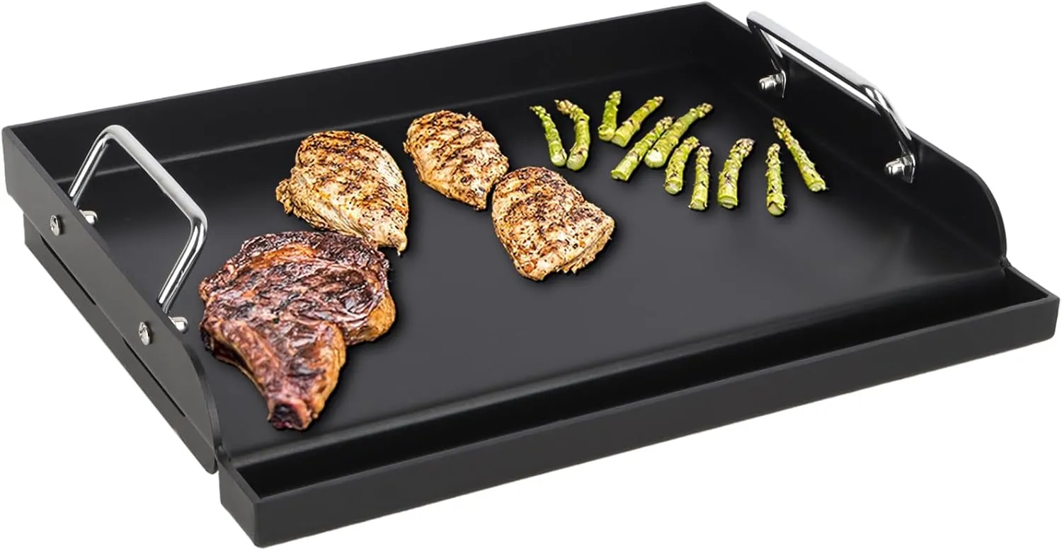 Universal Flat Top Griddle, BBQ Griddle Inserts for Gas/Electric/Charcoal Grill/Stove, 17" x 13" Skillet for Weber Charbroil Camp Chef Nexgrill Cooking Skillet Pan for Outdoor, Carbon Steel,1PC