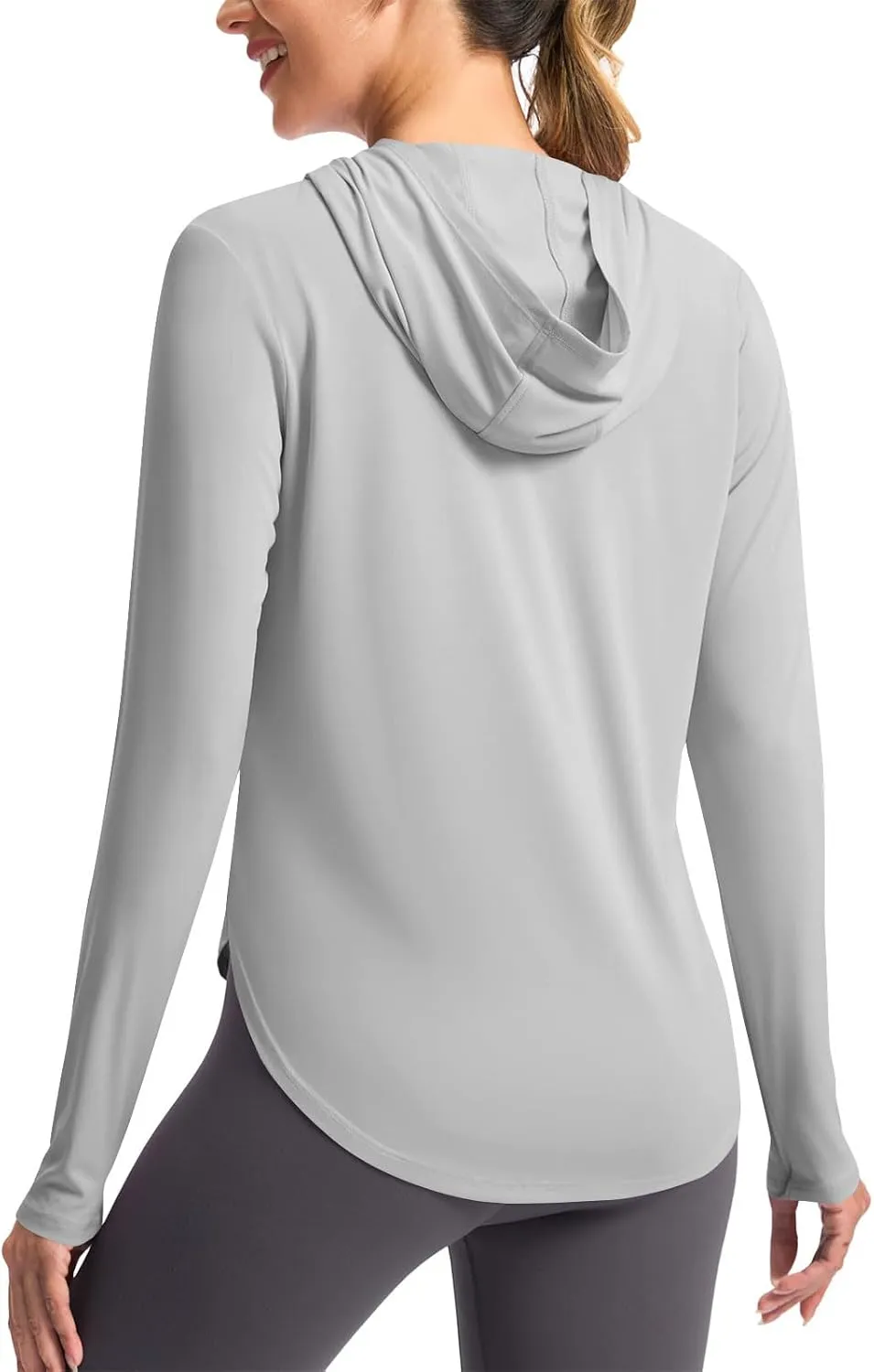 UPF 50  Women's Sun Shirt UV Protection Hoodie Lightweight Breathable Long Sleeve Outdoor Rash Guard Hooded T-Shirt
