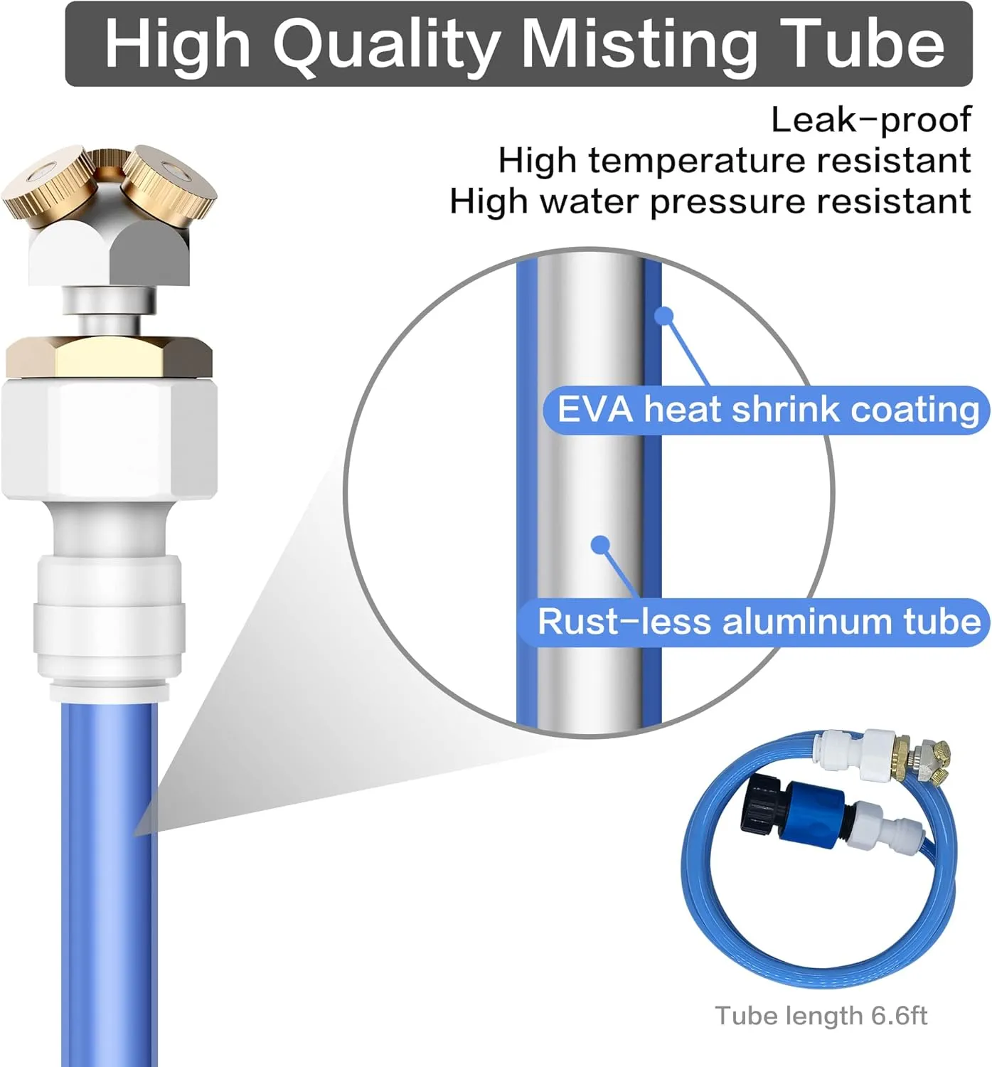 Upgraded Misters for Outside Patio, 3-Way Fine-Mist Leak-Proof Hose Mister Misting System, 6.6FT Patio Mister for Cooling Outdoor, Cobra Mist Stand for Greenhouse Chicken Dog Pool Trampoline