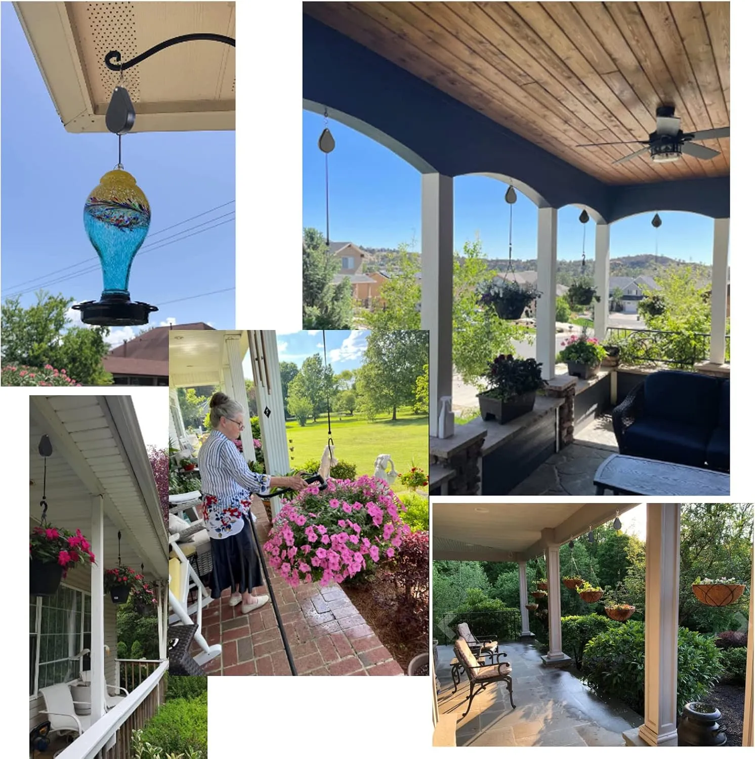 Upgraded Retractable Plant Hanger,Plant Pulleys for Hanging Plants,Easy to Raise and Lower,Auto Lock,Heavy Duty, Adjustable Hook for Garden Baskets Pots,Birds Feeder,(3Pcs,Black)