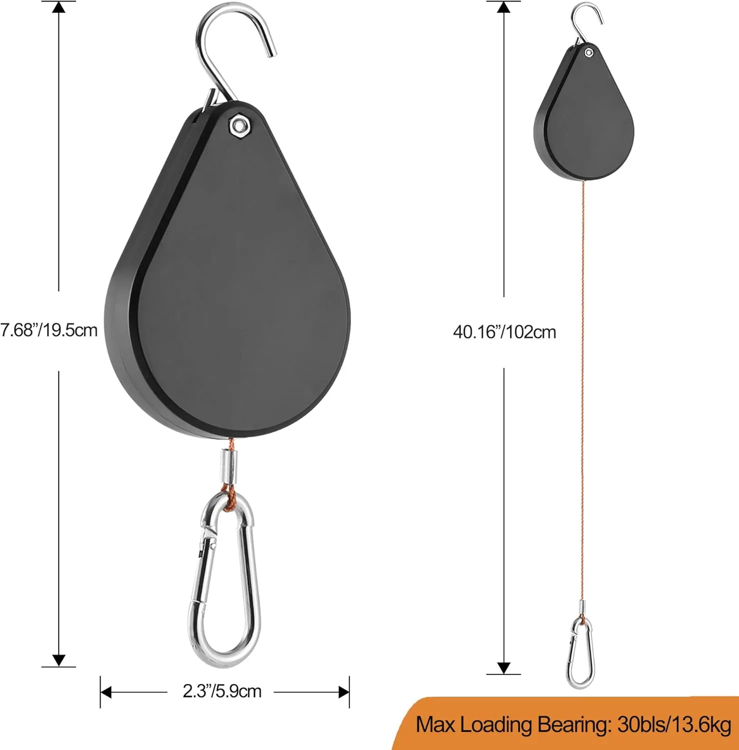 Upgraded Retractable Plant Hanger,Plant Pulleys for Hanging Plants,Easy to Raise and Lower,Auto Lock,Heavy Duty, Adjustable Hook for Garden Baskets Pots,Birds Feeder,(3Pcs,Black)