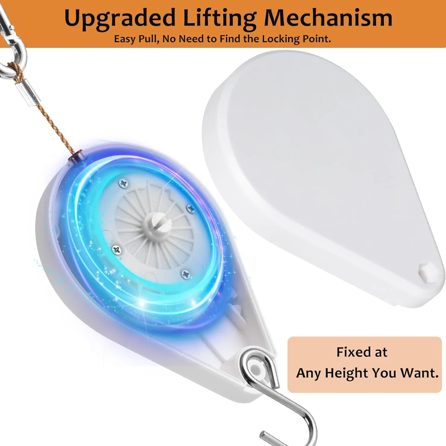 Upgraded Retractable Plant Hanger,Plant Pulleys for Hanging Plants,Easy to Raise and Lower,Auto Lock,Heavy Duty,Adjustable Hook for Garden Baskets Pots,Birds Feeder,(3Pcs,White)
