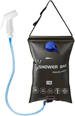 Upgraded Solar Shower Bag, Portable 15L Outdoor Shower Bag with Shower Head for Camping Traveling Hiking Trip