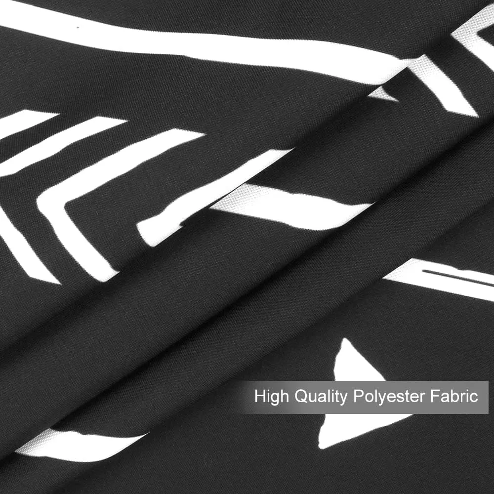 UPHOME Boho Black and White Fabric Tassel Triangle Stripes Geometric Shower Curtain Set with Hooks Chic Tribal Bathroom Decor Accessories (72X72 inch, Black)