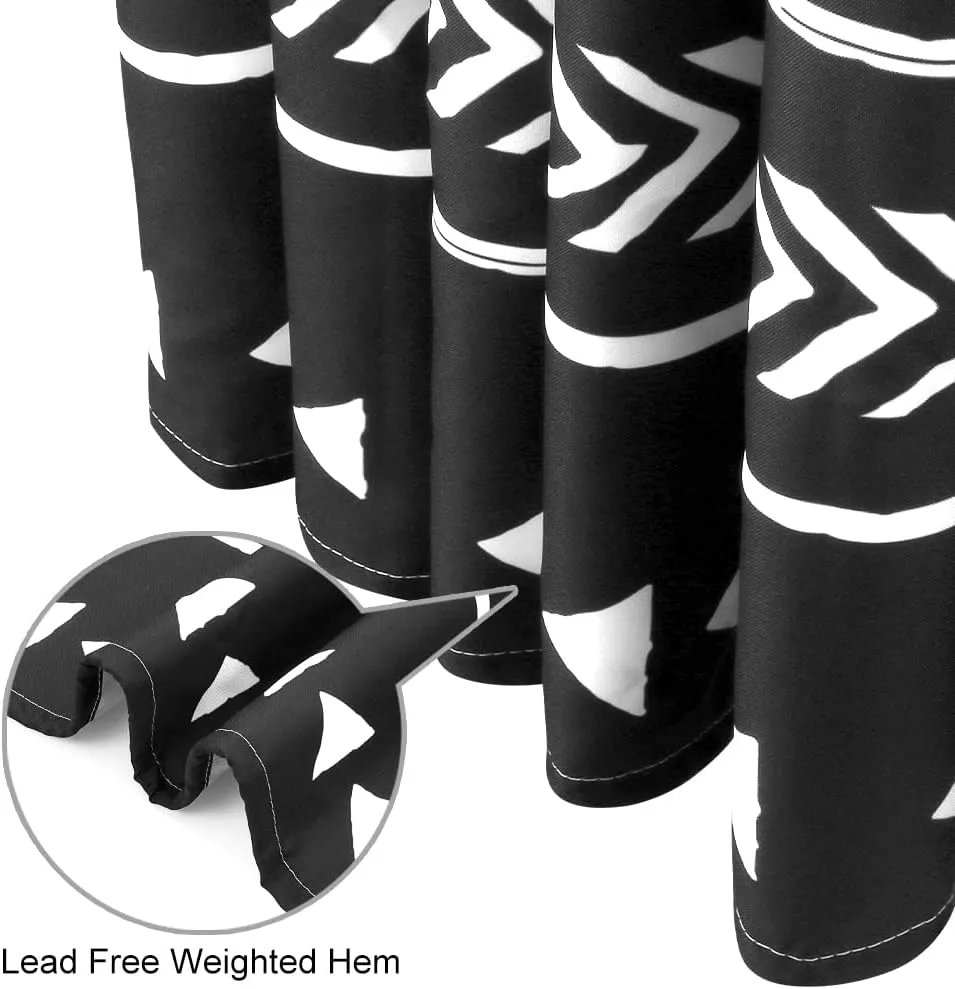 UPHOME Boho Black and White Fabric Tassel Triangle Stripes Geometric Shower Curtain Set with Hooks Chic Tribal Bathroom Decor Accessories (72X72 inch, Black)