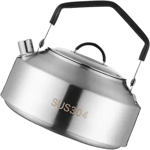 VANZACK Stainless Steel Kettle Portable Camping Tea Kettle Outdoor Water Pot Durable Stovetop Cookware for Camping