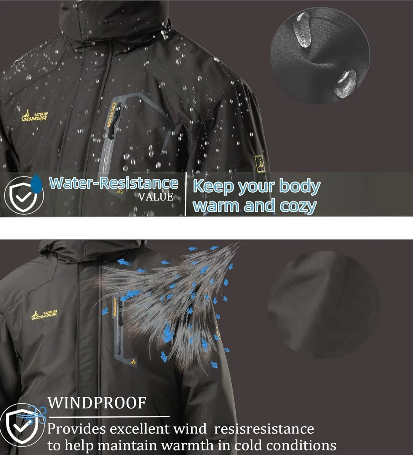V.A.TOR 189 UNCO&BOROR Women Thermal Insulated Ski Jacket,Waterproof Windproof Coat with Hood for Hiking & Snowboarding