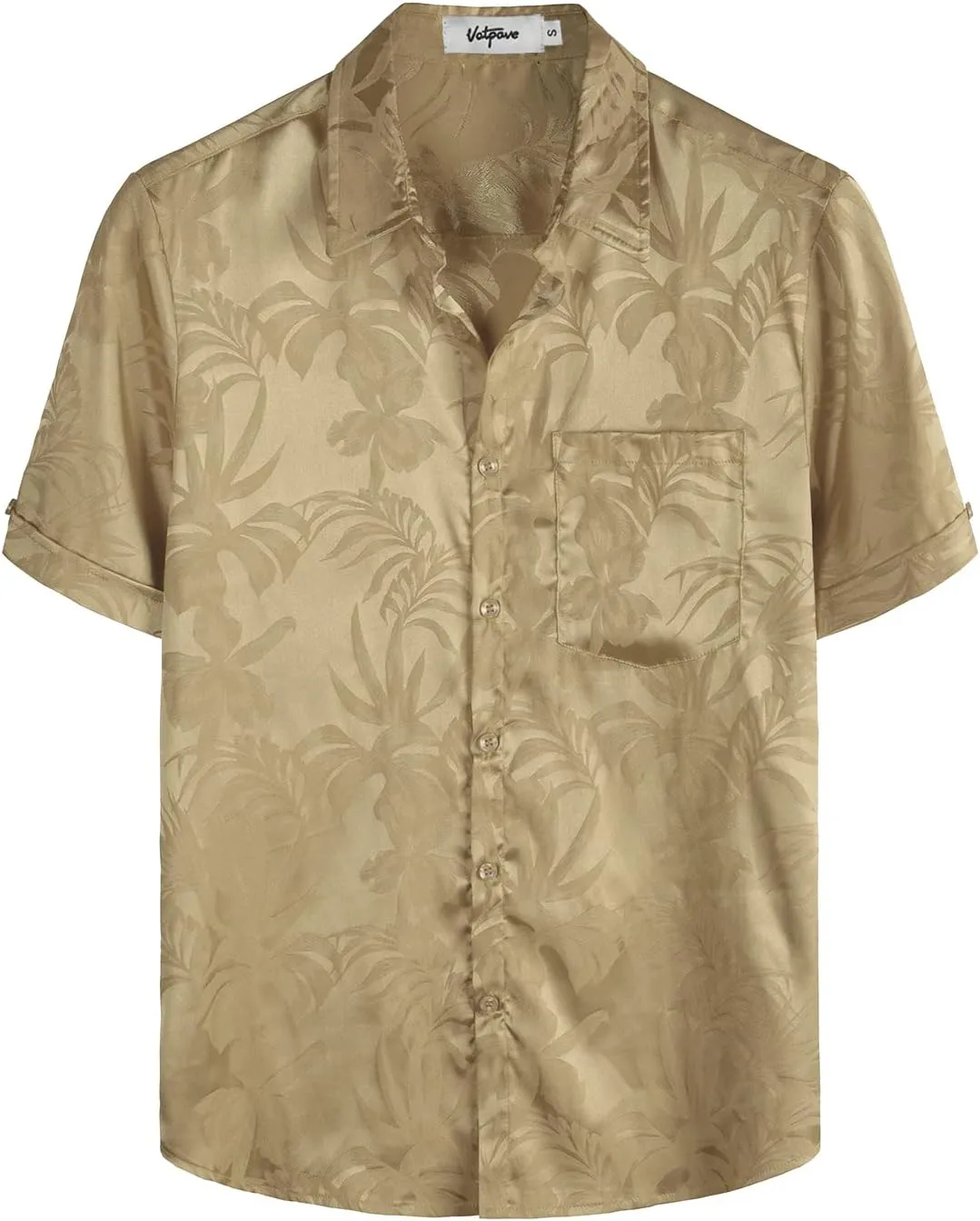 VATPAVE Mens Summer Jacquard Regular Fit Shirts Casual Button Down Short Sleeve Beach Tops with Pocket