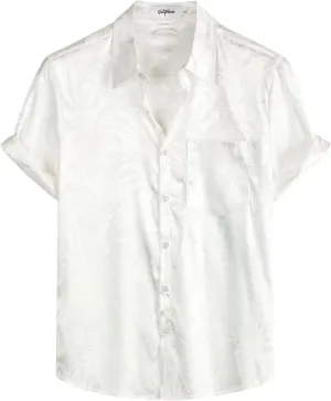 VATPAVE Mens Summer Jacquard Regular Fit Shirts Casual Button Down Short Sleeve Beach Tops with Pocket