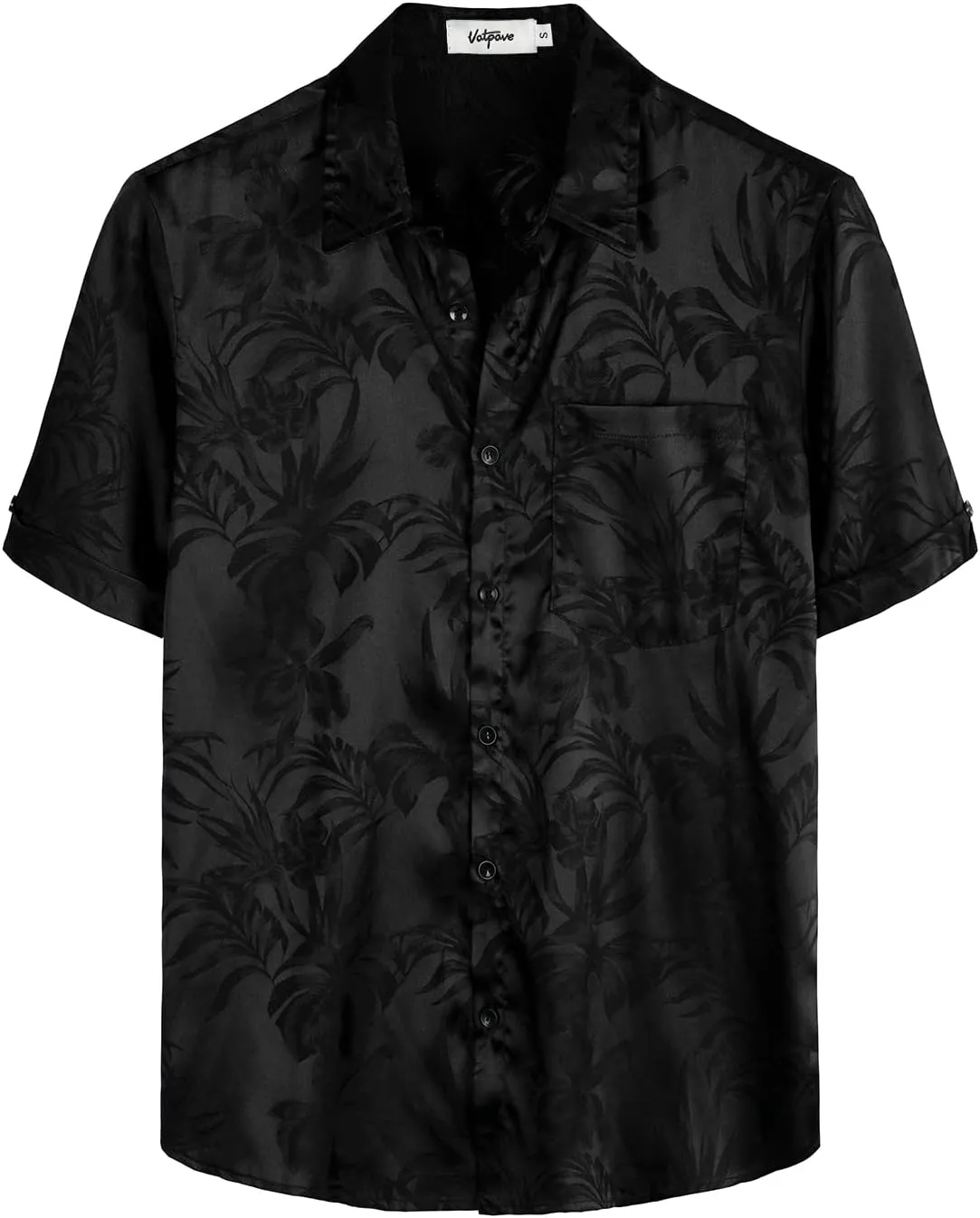 VATPAVE Mens Summer Jacquard Regular Fit Shirts Casual Button Down Short Sleeve Beach Tops with Pocket