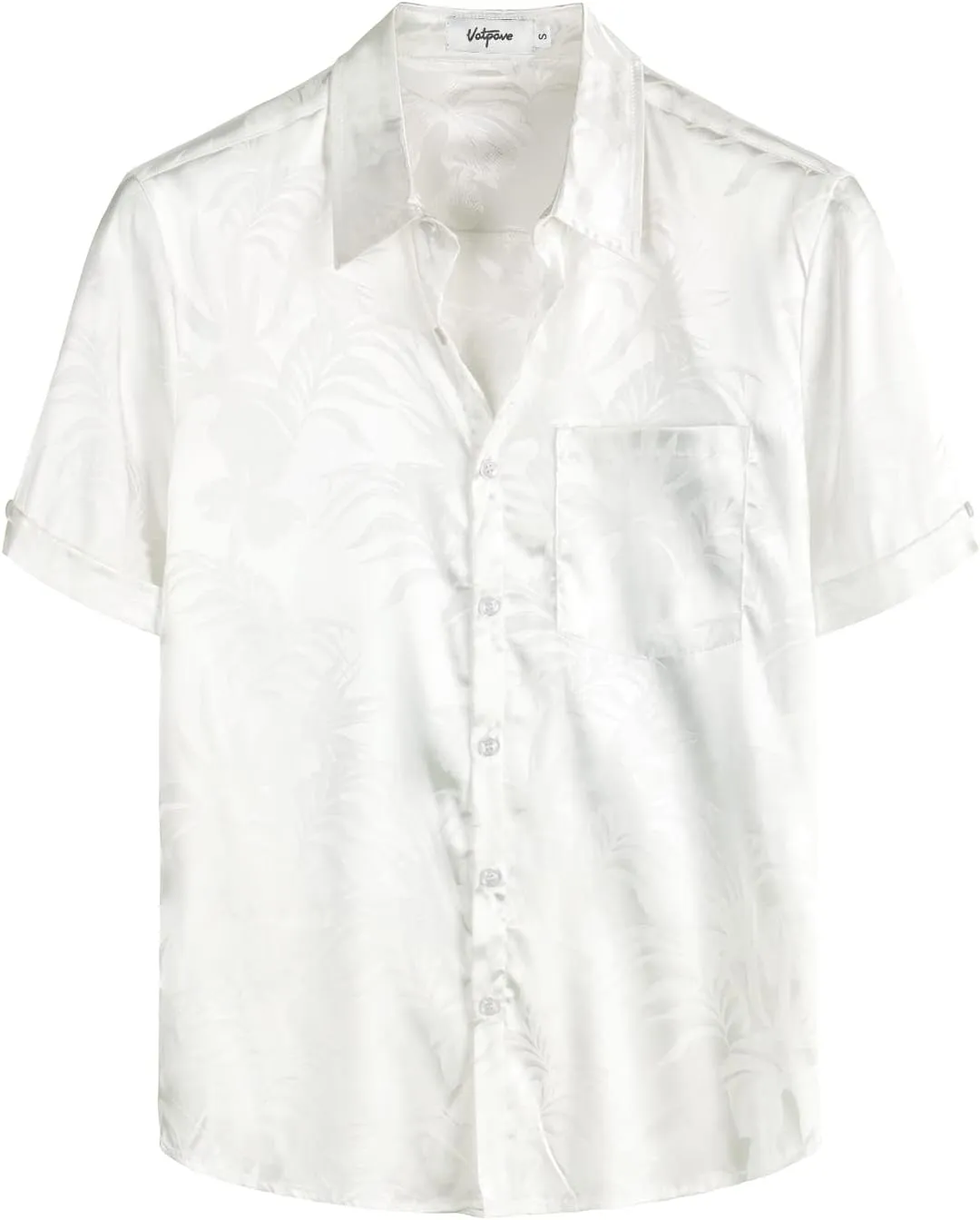 VATPAVE Mens Summer Jacquard Regular Fit Shirts Casual Button Down Short Sleeve Beach Tops with Pocket