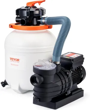 VEVOR 12-inch Sand Filter Pump for Above Ground, Digital Programmer Timer, 3000GPH, 1/2 HP Pool Pumps System & Filters Combo Set with 6-Way Multi-Port Valve & Strainer Basket, Easy Installation