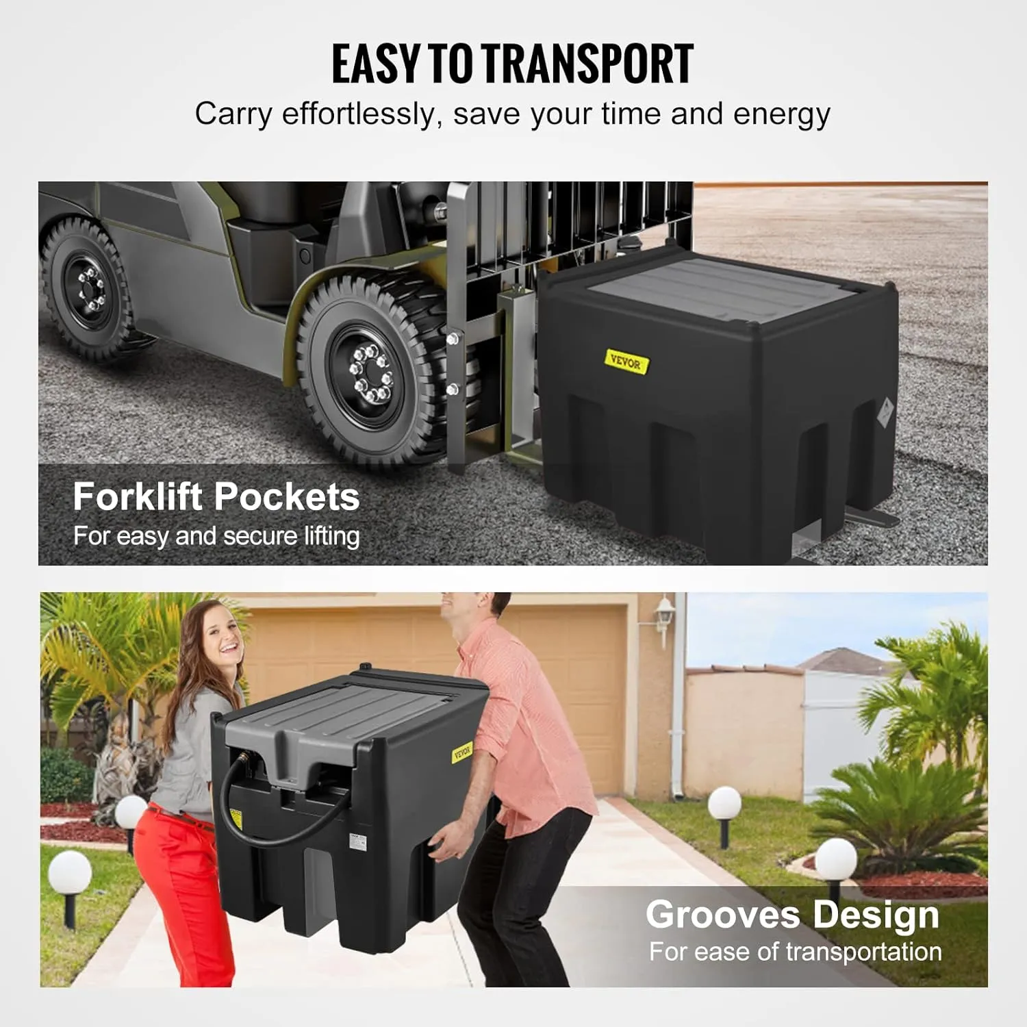 VEVOR Portable Diesel Tank, 116 Gallon Capacity & 10 GPM Flow Rate, Diesel Fuel Tank with 12V Electric Transfer Pump and 13.1ft Rubber Hose, PE Diesel Transfer Tank for Easy Fuel Transportation, Black
