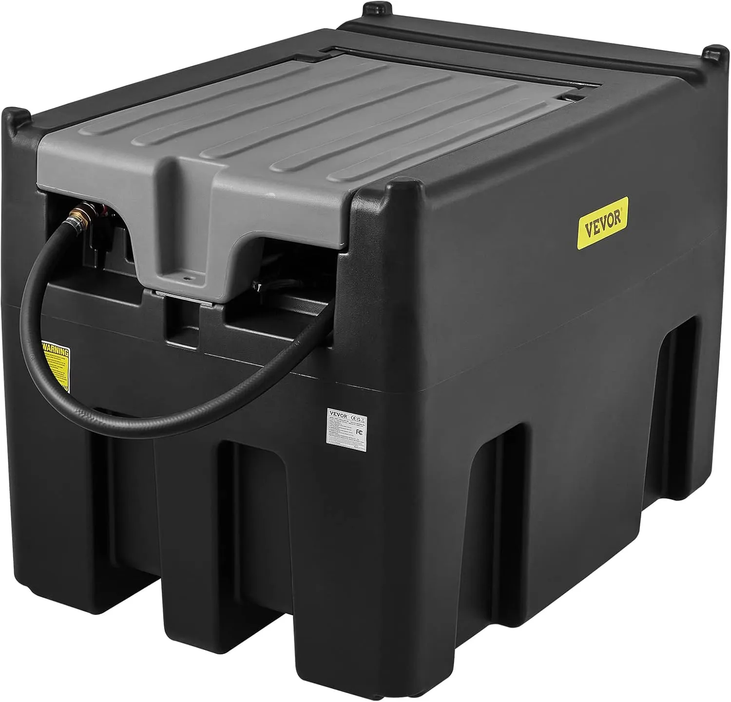 VEVOR Portable Diesel Tank, 116 Gallon Capacity & 10 GPM Flow Rate, Diesel Fuel Tank with 12V Electric Transfer Pump and 13.1ft Rubber Hose, PE Diesel Transfer Tank for Easy Fuel Transportation, Black