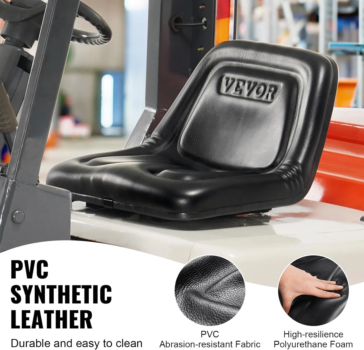 VEVOR Universal Tracor Seat, Lawn Mower Seat with Micro Switch and Drainage Holes, 6.3-11.8 inch Extended Slot Tractor Seat for Tractor Loader Excavator