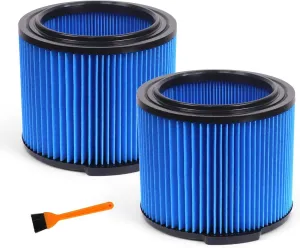VF3500 Vacuum Filter Replacement 2 Pack, Compatible with Wet/Dry 3-4.5 Gallon Portable Rid-gid Vacuum Cleaner, For Rid-gid Vcs Hepa Filter Replacement WD4050 WD4070 WD45 VF3500 with 1Pc Brush, Blue