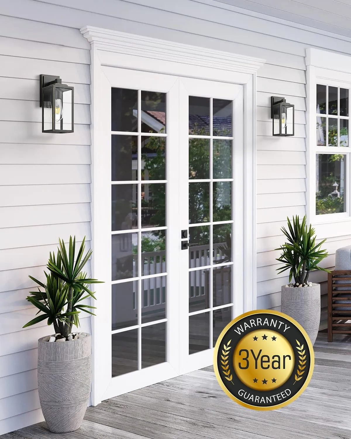 VIANIS 2 Pack Porch Lights Outdoor, Outdoor Wall Lights Sconce, Black Waterproof Outdoor Lanterns for Front Porch, Weather Resistant Garage Lights for House, Patio, Garage