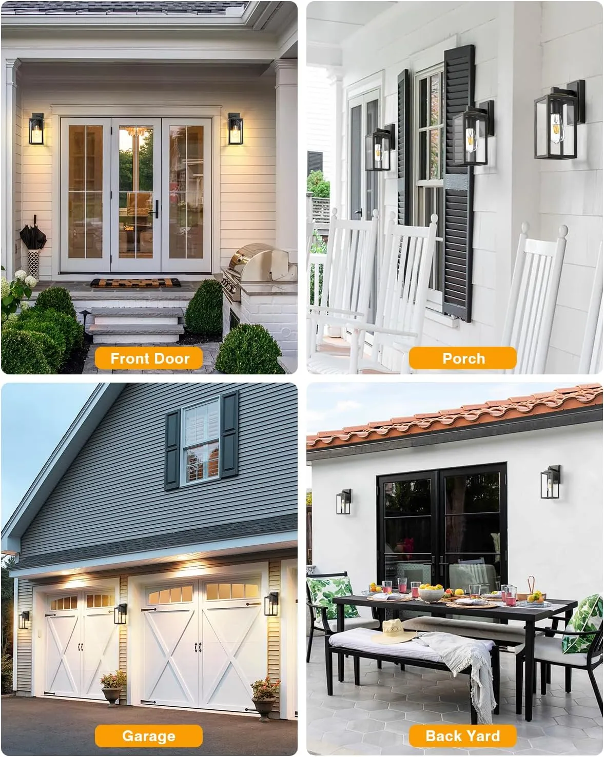 VIANIS 2 Pack Porch Lights Outdoor, Outdoor Wall Lights Sconce, Black Waterproof Outdoor Lanterns for Front Porch, Weather Resistant Garage Lights for House, Patio, Garage