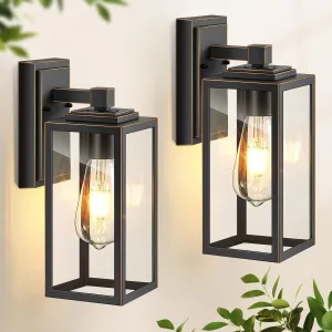 VIANIS 2 Pack Porch Lights Outdoor, Outdoor Wall Lights Sconce, Black Waterproof Outdoor Lanterns for Front Porch, Weather Resistant Garage Lights for House, Patio, Garage
