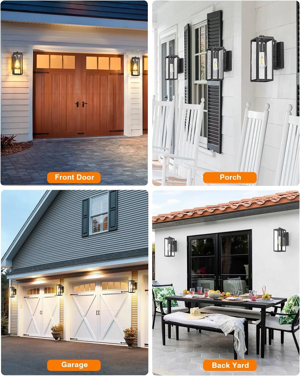 VIANIS Dusk to Dawn Outdoor Wall Lanterns,Black Exterior Light Fixture Wall Mount for House Front Porch,Anti-Rust Aluminium Modern Outdoor Coach Lantern with Tempered Glass Shade for Garage