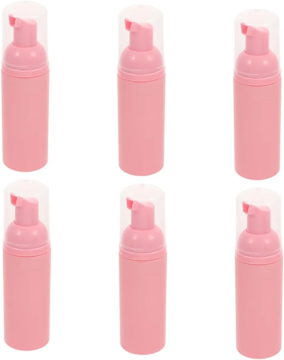 VICASKY 6pcs Travel Foam Pump Bottles Refillable Dispenser for Shampoo Liquid Hand Soap Portable Pump Bottles Spring-Loaded Button for Home Travel