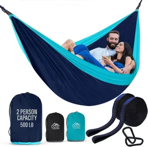 Vigel Camping Hammock - XL Double Hammock 500 Lb Capacity - Nylon Durable Portable Tree Hammock - Camping Accessories for Outdoor, Travel, Hiking