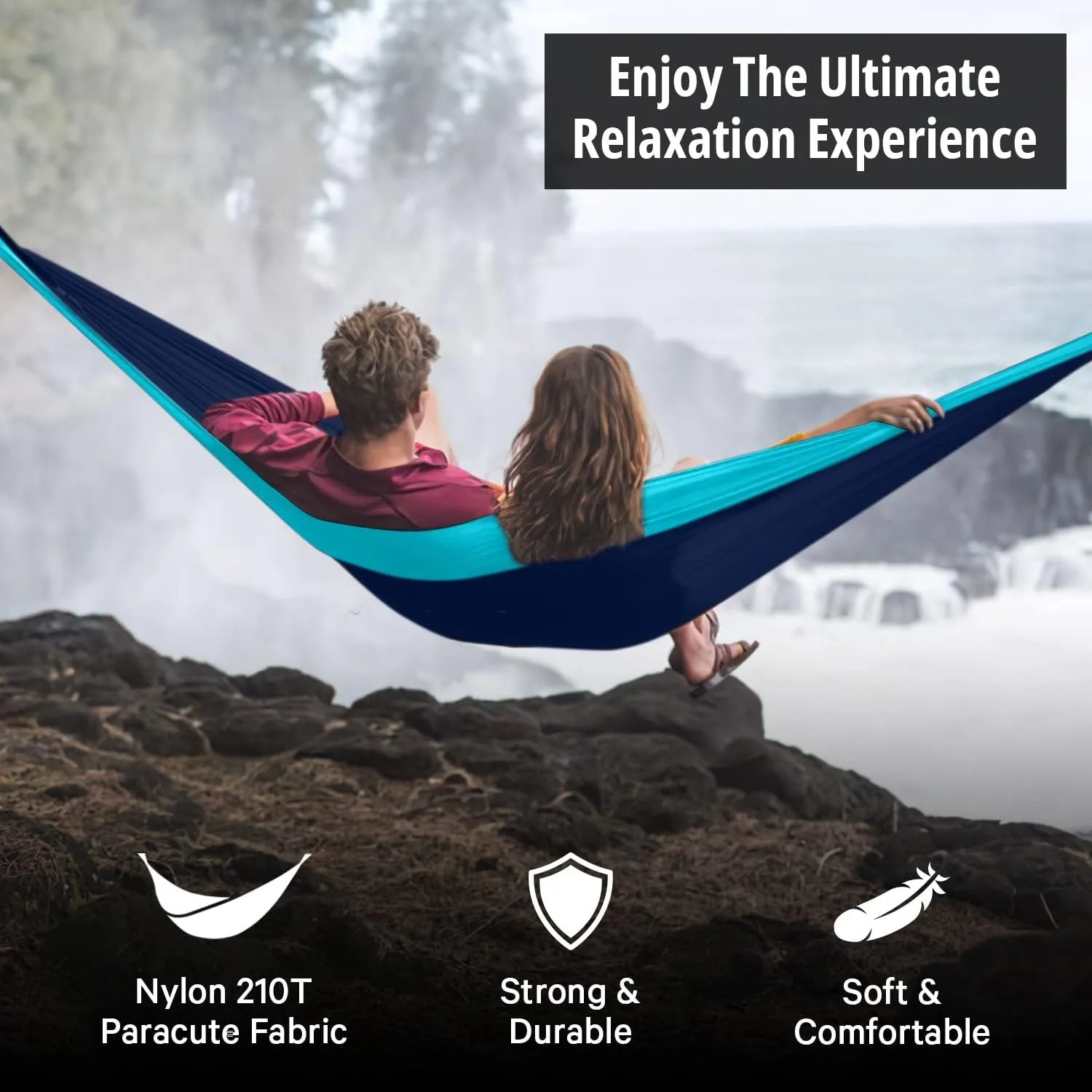 Vigel Camping Hammock - XL Double Hammock 500 Lb Capacity - Nylon Durable Portable Tree Hammock - Camping Accessories for Outdoor, Travel, Hiking