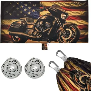 Vintage Motorcycle Flag Camping Hammock, 330 lbs with 2 Tree Straps, Carry Bag, Single Portable Hammock for Outdoor/Indoor, Hiking, Beach, Backpacking, Travel