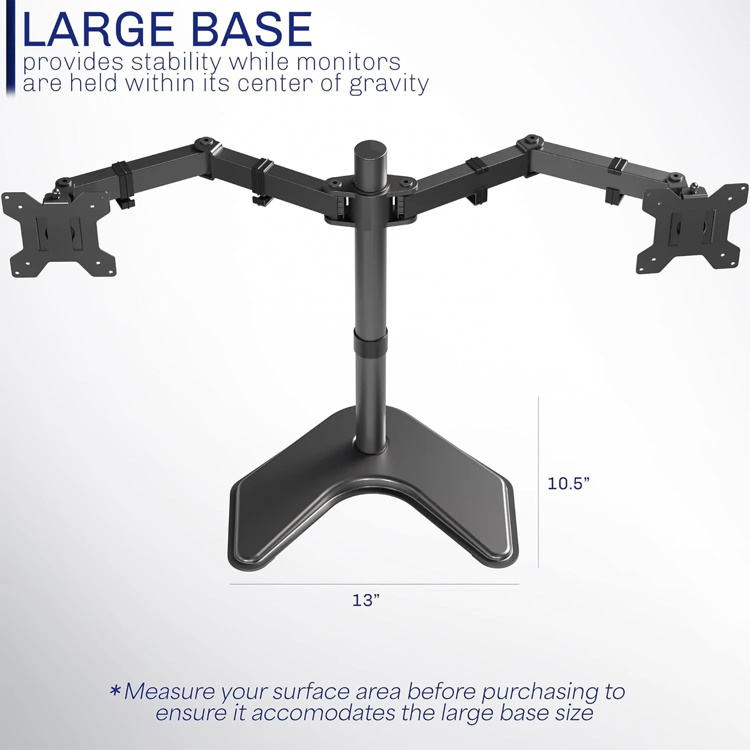 VIVO STAND-V002F Dual LED LCD Monitor Free-Standing Desk Stand for 2 Screens up to 27 Inch Heavy-Duty Fully Adjustable Arms with Max VESA 100x100mm